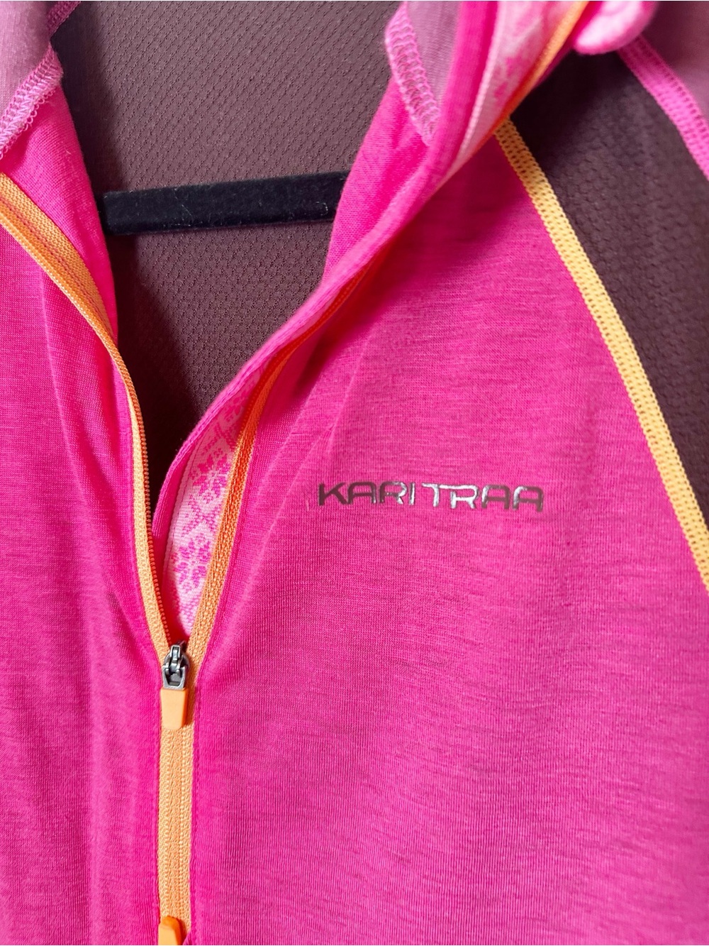 Kari Traa Alma Half Zip Berry Hot Pink Brown Merino Wool Blend Large - Picture 6 of 8